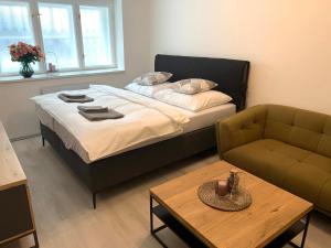 Postel nebo postele na pokoji v ubytování Apartmán v srdci Prahy