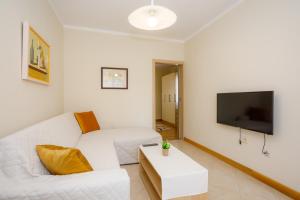 un soggiorno con divano bianco e TV di Apartment Franolic a Krk