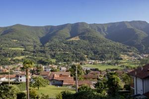 a small town in front of a mountain range at La tana dello zio Gio in Endine Gaiano +20 photos