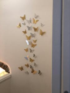 a group of butterflies on a wall at PORTOROSSO Rooms in Vernazza