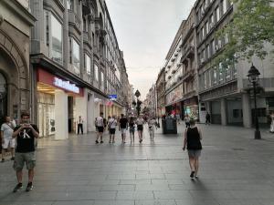 a group of people walking down a city street at Beograd centar in Belgrade