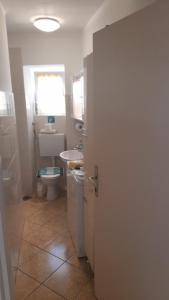 a bathroom with a toilet and a sink at Apartman Victoria in Komiža +28 photos