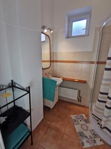 a bathroom with a tub and a sink and a shower at Green Garden House in Gencsapáti