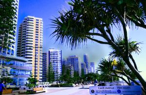 a view of a city with tall buildings at Grosvenor Beachfront Apartments Surfers Paradise in Gold Coast