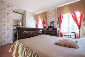 a bedroom with a bed and a dresser and a mirror at Chateau de Saint Martin in Taradeau