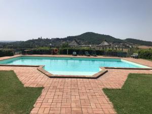 a large swimming pool in the middle of a yard at Il vecchio seccatoio in Solomeo