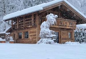 L'établissement Chalet de standing, vieux bois et pierre, SPA, sauna, borne de recharge en hiver
