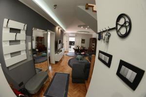 an overhead view of a living room and dining room at Apartment DobraYa Blue in Novi Sad