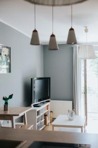 Televízia a/alebo spoločenská miestnosť v ubytovaní Apartament Wiktoria
