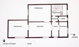 a floor plan of a building at Ferienwohnung-Waldstrasse-mit-Garten-nur-50-Meter-vom-Wald-entfernt in Waldsassen