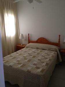 a bedroom with a bed and a window at Apartamentos Torrelaguna in Vera
