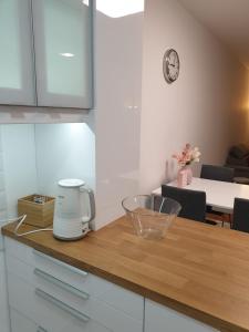 a kitchen counter with a blender on top of it at Apartman 33 FREE PRIVATE GARAGE in Novi Sad