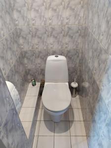 baño con aseo blanco en una pared de azulejos en Inzenieru 95 Apartments ., en Ventspils 5 fotos más