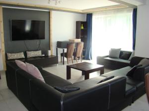 a living room with a couch and a table at Willa Magnolia in Szczecin