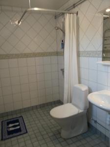 a bathroom with a toilet and a sink at Kullsbjörken Bed & Breakfast in Tällberg +51 photos