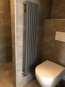 a bathroom with a white toilet and a radiator at Gastenverblijf Eichhorn in Schijf