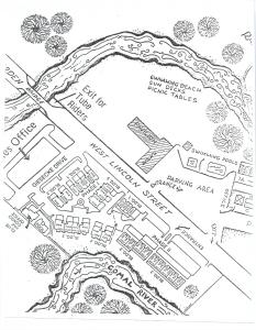 a black and white map of a park at The Iron Cactus Condo on the Comal CW C102 in New Braunfels
