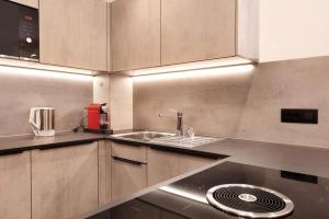 A kitchen or kitchenette at Apartments Montblanc Sella