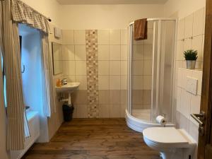 Kopalnica v nastanitvi Apartmány Rožmberk + 37 fotografij