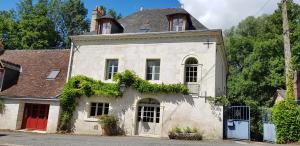 een oud wit huis met klimop erop bij Le Moulin Hodoux in Luynes