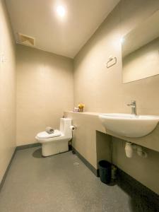 a bathroom with a toilet and a sink at Maison life 小居屋 The Loft Imago in Kota Kinabalu