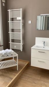a bathroom with a sink and a mirror at La Victorine in Raismes +22 photos