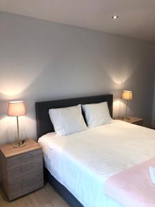 Postel nebo postele na pokoji v ubytování PEGASUS I - 2 chambres de luxe, cuisine, salon, 2 terrasses et sauna