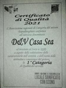 Certifikát, ocenenie alebo iný dokument vystavený v ubytovaní D&V Casa-Sea