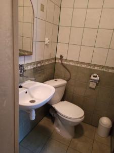 a bathroom with a toilet and a sink at Domek wypoczynkowy Szczyrk Centrum - Twój Domek in Szczyrk