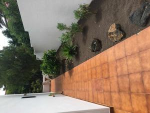 uma parede de retenção com plantas na lateral de um edifício em Apartamento con jardín y piscina B em Puerto de la Cruz