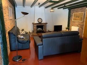 - un salon avec deux canapés et une cheminée dans l'établissement Familiehuis, à Diever