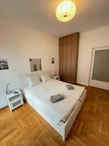 Postel nebo postele na pokoji v ubytování Olympic Hadrian Apartment next to Acropolis
