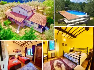 a collage of pictures of a house and a pool at VILLA NOCRI - Piscina & Sauna esclusiva in Montefranco