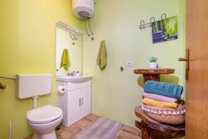 uma casa de banho com um WC e um lavatório em Apartments Maris em Novigrad Dalmatia