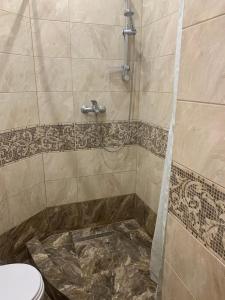 a bathroom with a shower with a toilet in it at Celebrity in Kamianets-Podilskyi +99 photos