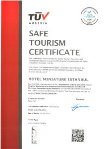 a poster for aire tourism certificate in red and white at Hotel Miniature - Ottoman Mansion in Istanbul