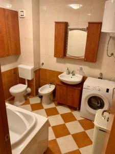 La salle de bains est pourvue d'un lavabo et d'un lave-linge. dans l'établissement MladenG, à Trogir