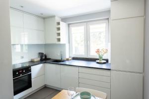 Kuchyň nebo kuchyňský kout v ubytování Apartamenty Trzy Rybki