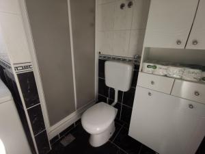 ein kleines Badezimmer mit Toilette und Waschbecken in der Unterkunft Apartments Luca in Zaboric + 37 Fotos