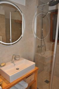 a bathroom with a sink and a shower at Au Grès des Vignes in Turckheim +14 photos