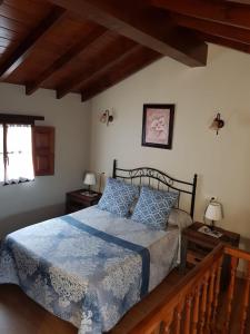Villanueva de PríaにあるEl Navariegu 2のベッドルーム1室(青い掛け布団付きのベッド1台付)