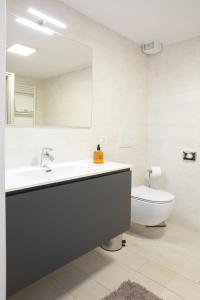 a bathroom with a sink and a toilet at Appartamento Campagnola Mansardato con soppalco in Riva del Garda