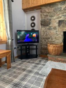 Un televizor și/sau centru de divertisment la Meikle Aucheoch Holiday Cottage, plus Hot Tub, Near Maud, in the heart of Aberdeenshire
