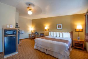 una camera d'albergo con un grande letto e una TV di Thunderbird Lodge a Chinle Altre 22 foto