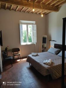 a bedroom with a large bed and a window at B&BIG LUCCA in Lucca
