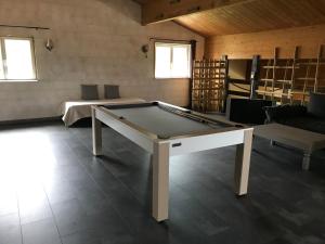 a room with a pool table in the middle of it at LA LANDAISE in Sainte-Eulalie-en-Born