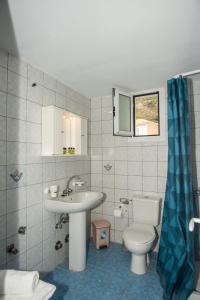 une salle de bain avec toilettes et lavabo dans l'établissement Folies, à Lourdhata