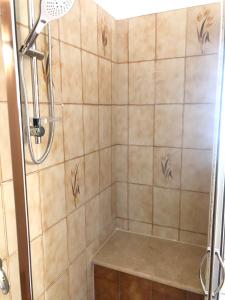 a shower with a shower head in a bathroom at Elegant Villa in Tuoro sul Trasimeno with Private Pool in Tuoro sul Trasimeno