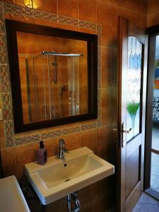 a bathroom with a sink and a mirror at Krasen Kras Apartment in Komen +40 photos