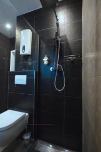 デュッセルドルフにあるJordan Suite Executive Furnished Apartmentのバスルーム(トイレ、シャワー付)